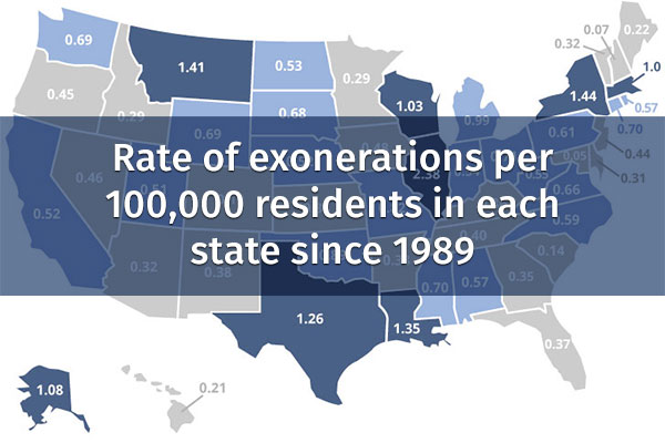 New Report Shows Where Exonerations Happen in the US (State-by-State)